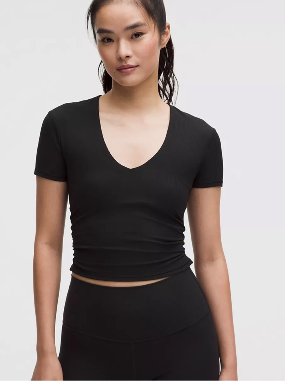 Women’s Black V-Neck Short Sleeve Top